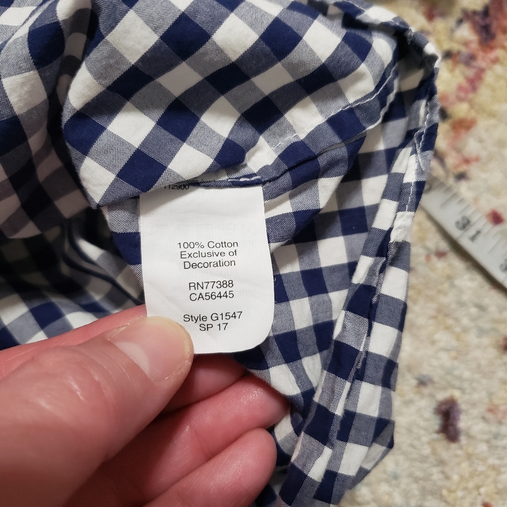 Madewell Smocked Gingham Off Shoulder Cropped Top Blue White Size Small - Picture 5 of 10